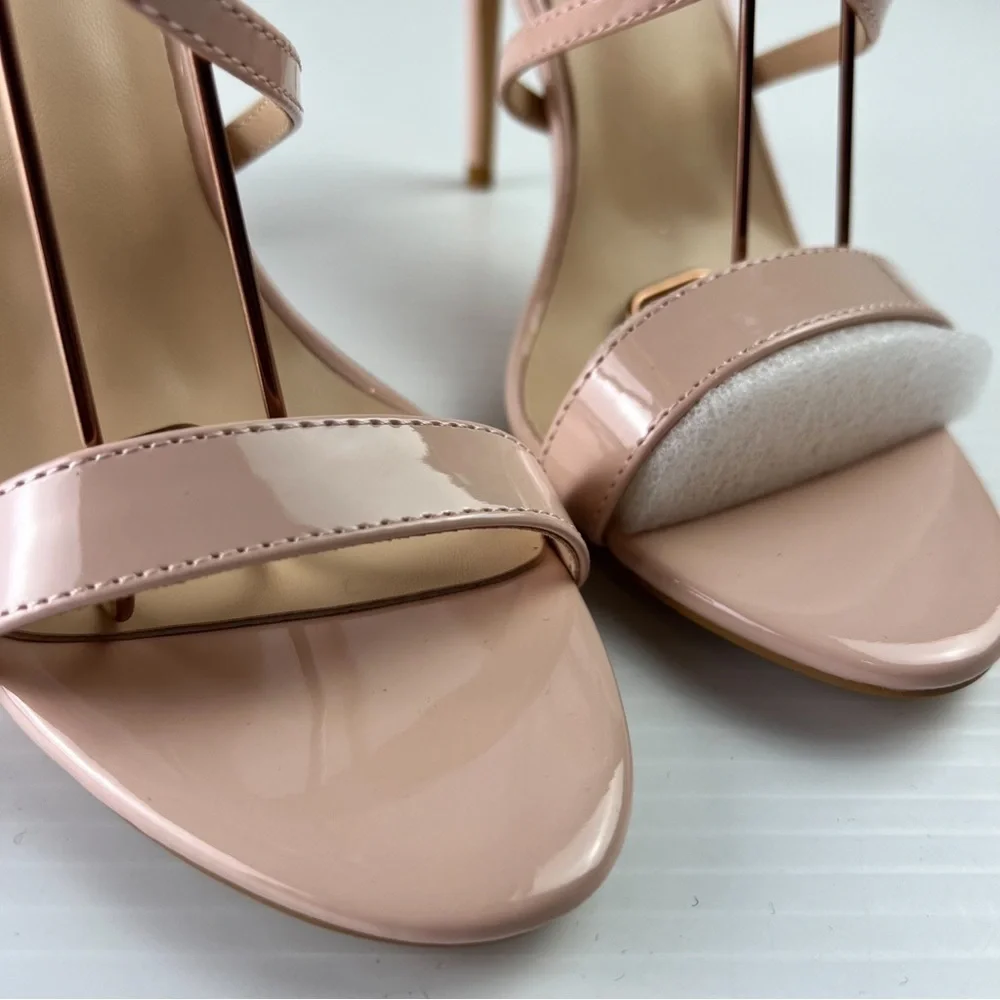 Elisabet Tang Heels womens 8 Neutral Beige Strappy Stiletto Wedding sandals
